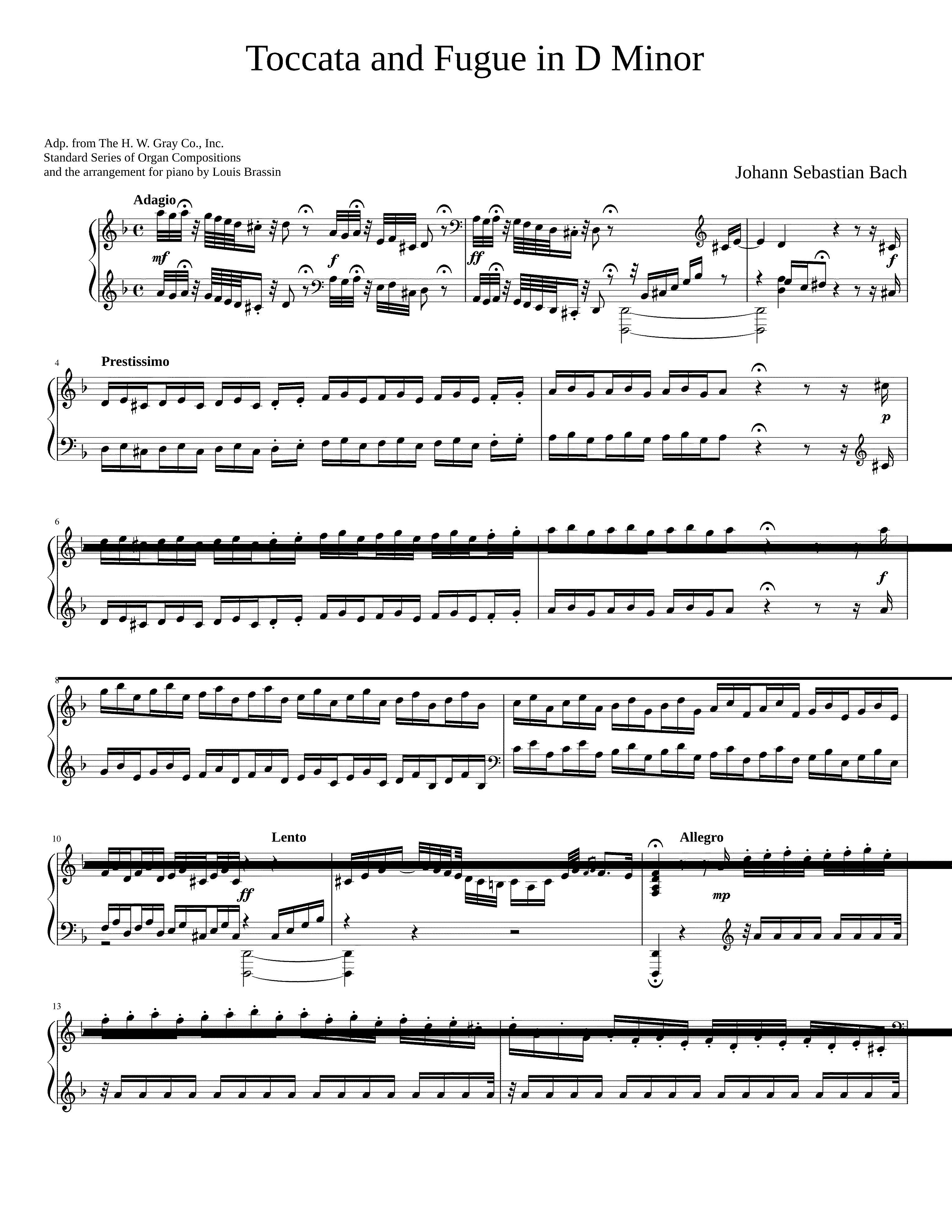 Partitura Toccata And Fugue In D Minor
