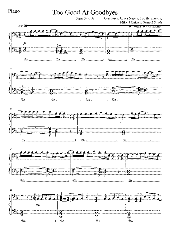Partitura Too Good At Goodbyes