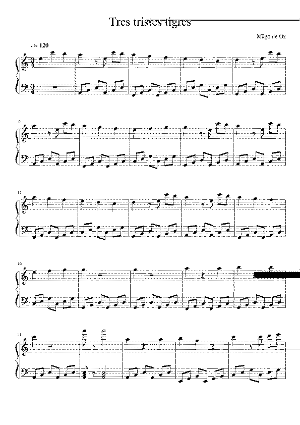 Partitura Tres en Tres