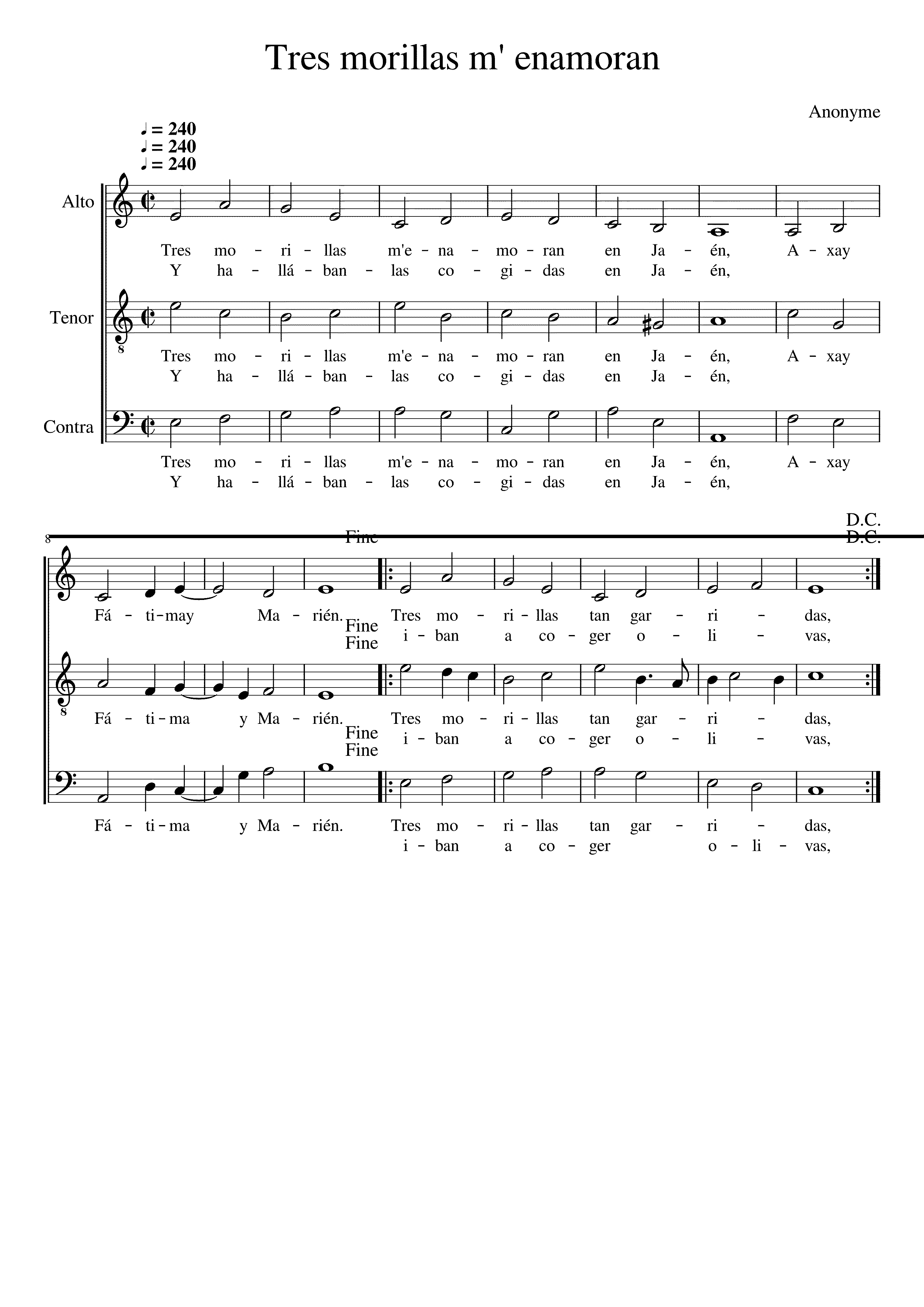 Partitura Tres Morillas