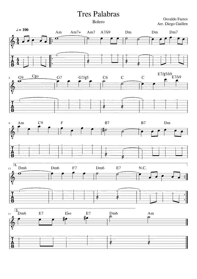 Partitura Tres Palabras