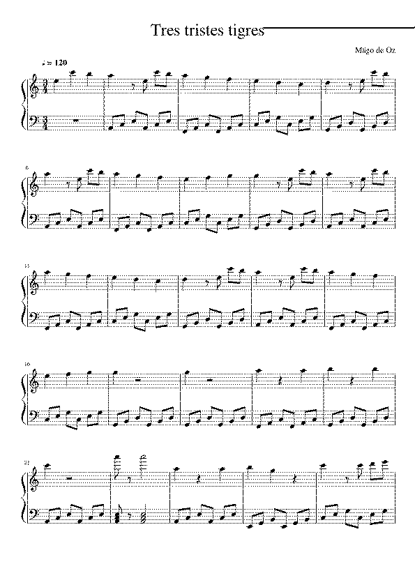 Partitura Tres Tristes Tigres