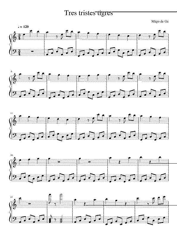 Partitura Tres y Tres y Tres