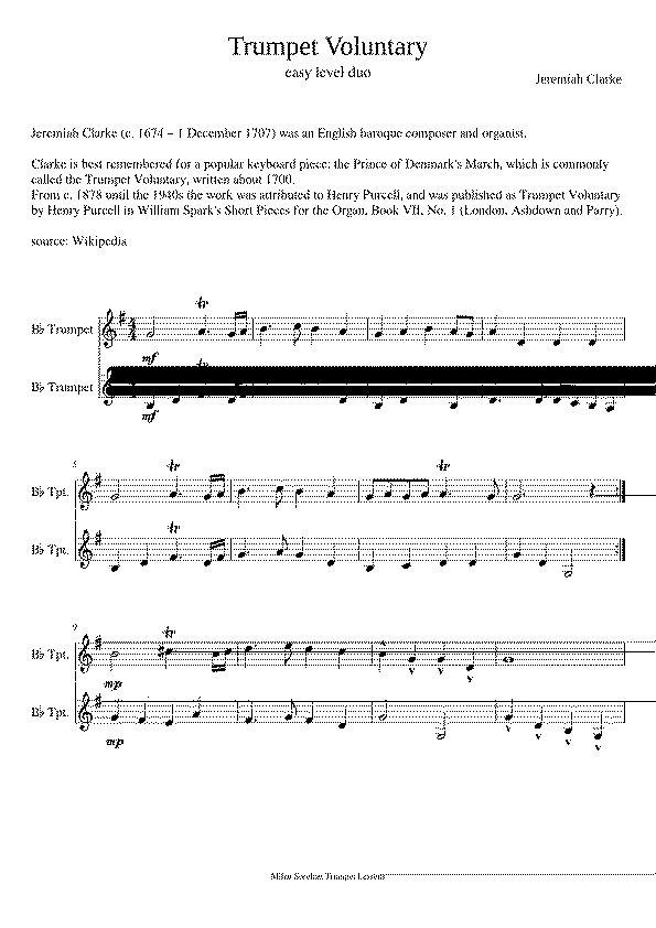 Partitura Trumpet Voluntary