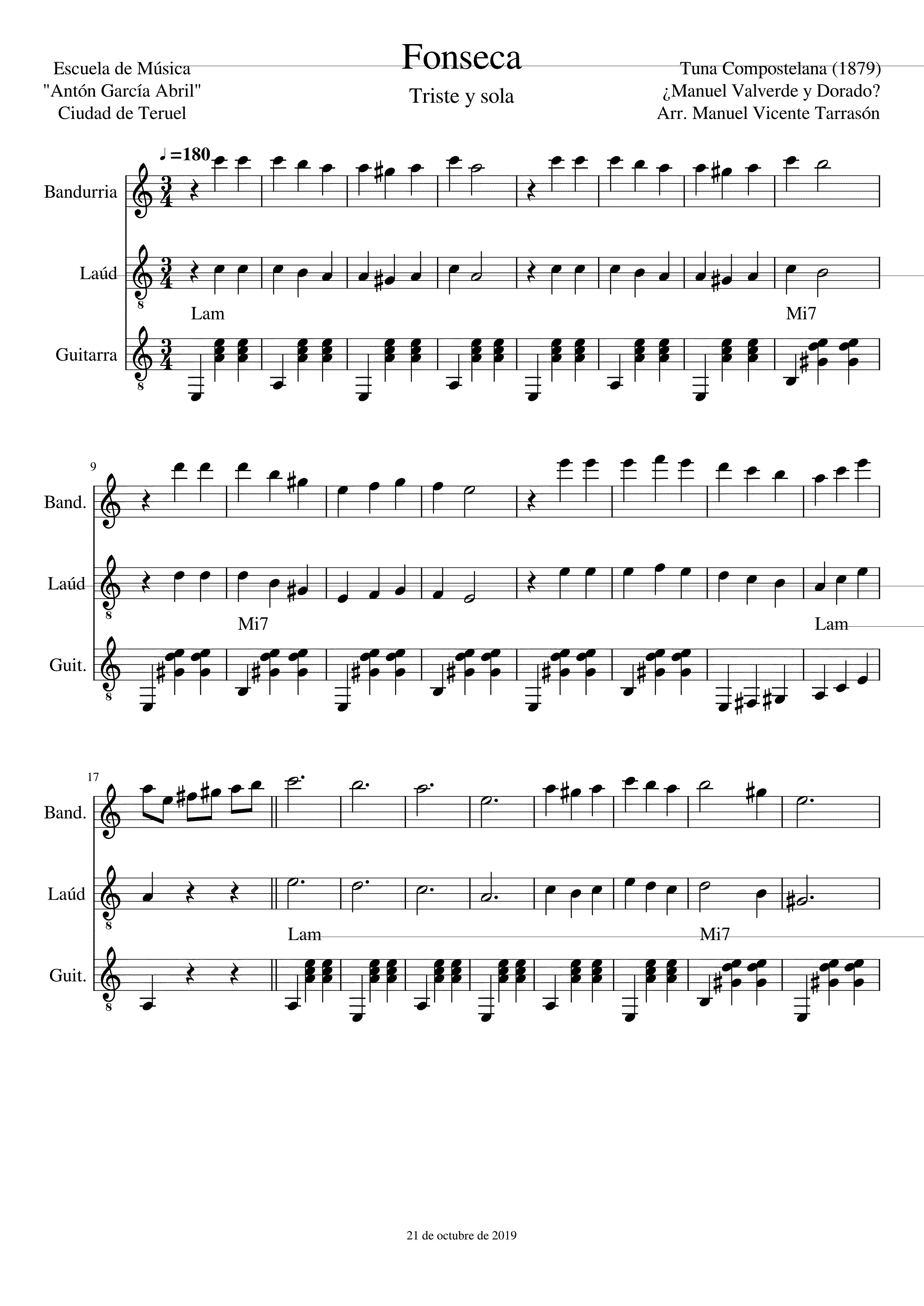 Partitura Tuna Compostelana