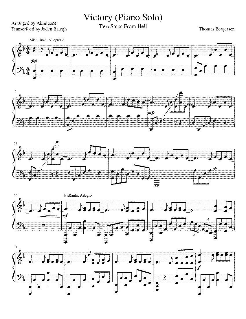 Partitura Two Steps From Hell Victory