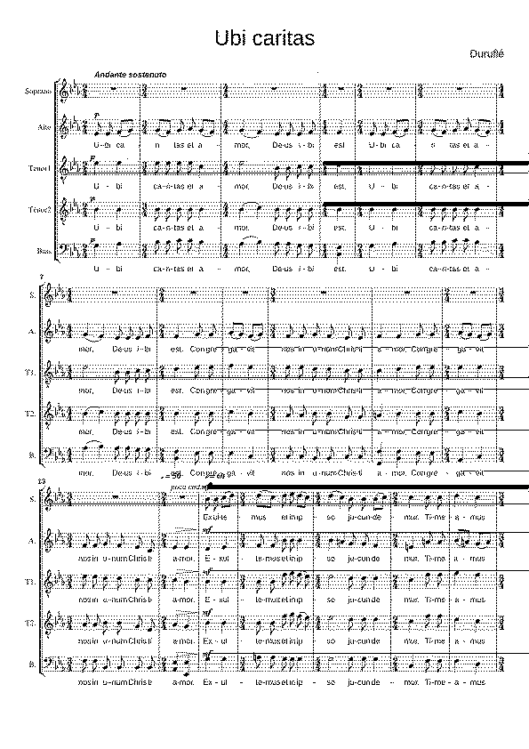Partitura Ubi Caritas Maurice Durufle