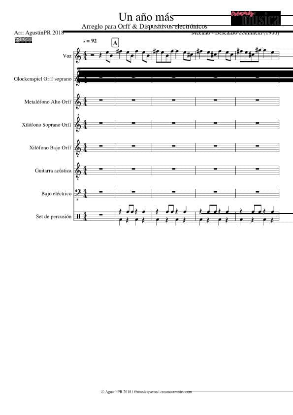 Partitura Un Año Mas Mecano