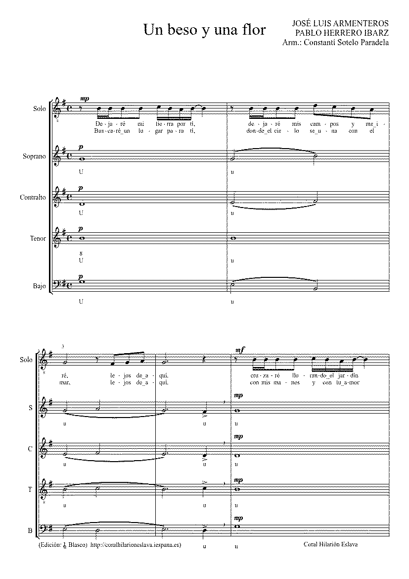 Partitura Un Beso y Una Flor