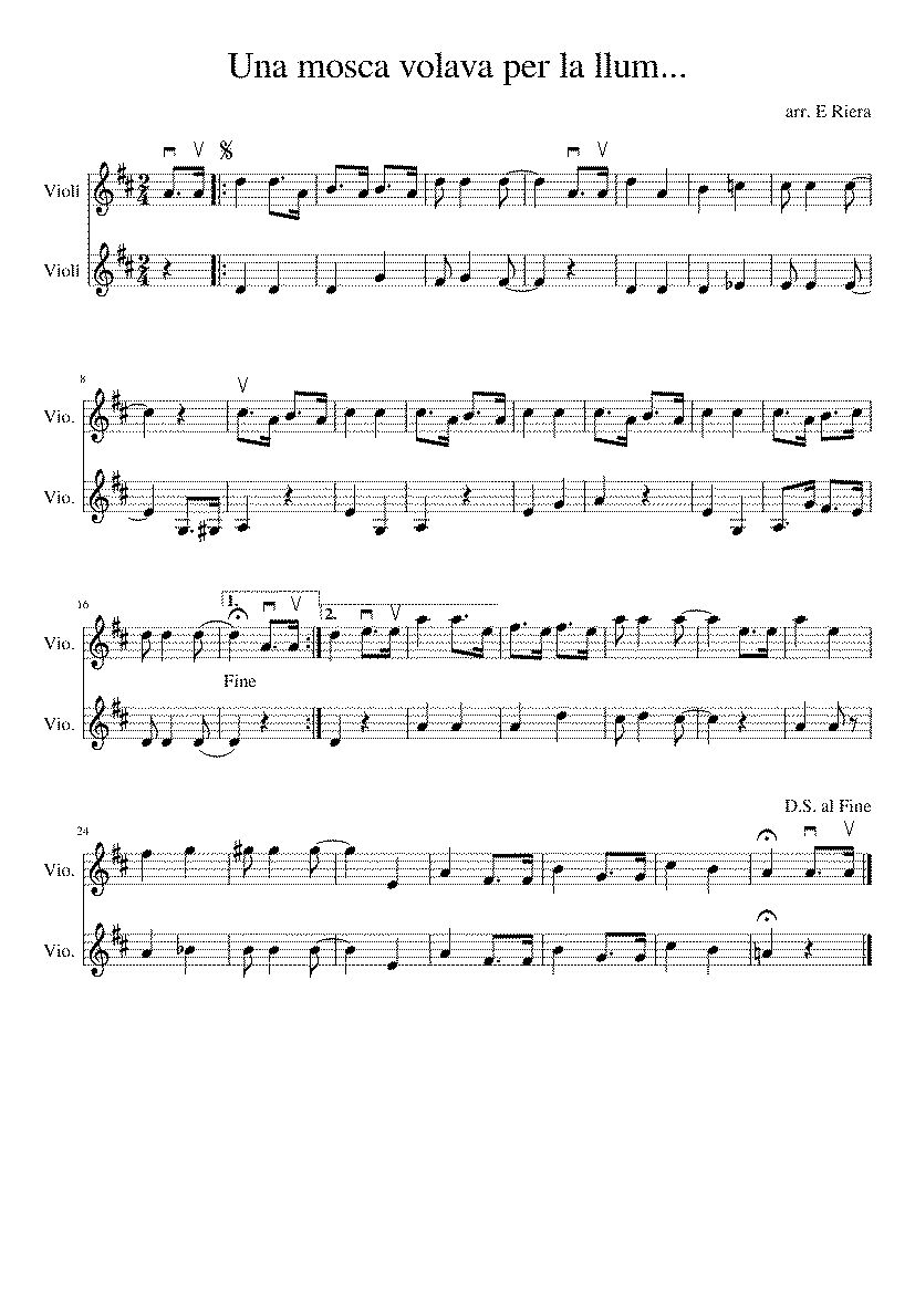 Partitura Una Mosca Volava Per La Llum