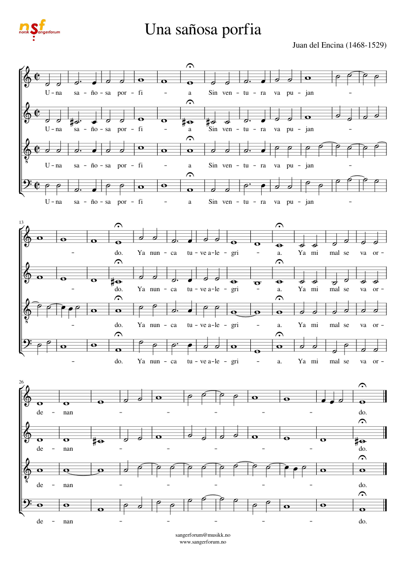 Partitura Una Sañosa Porfia