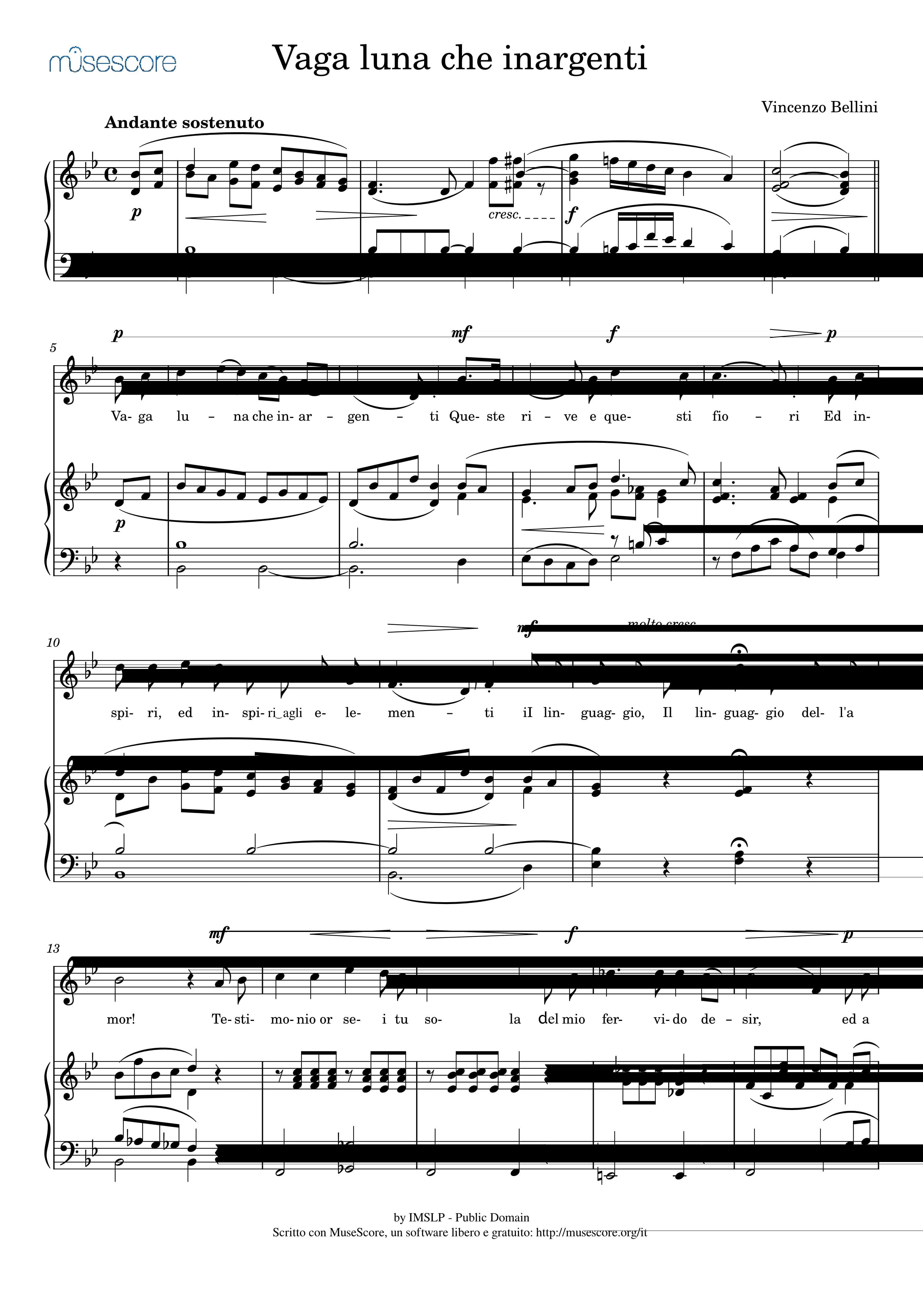 Partitura Vaga Luna Bellini
