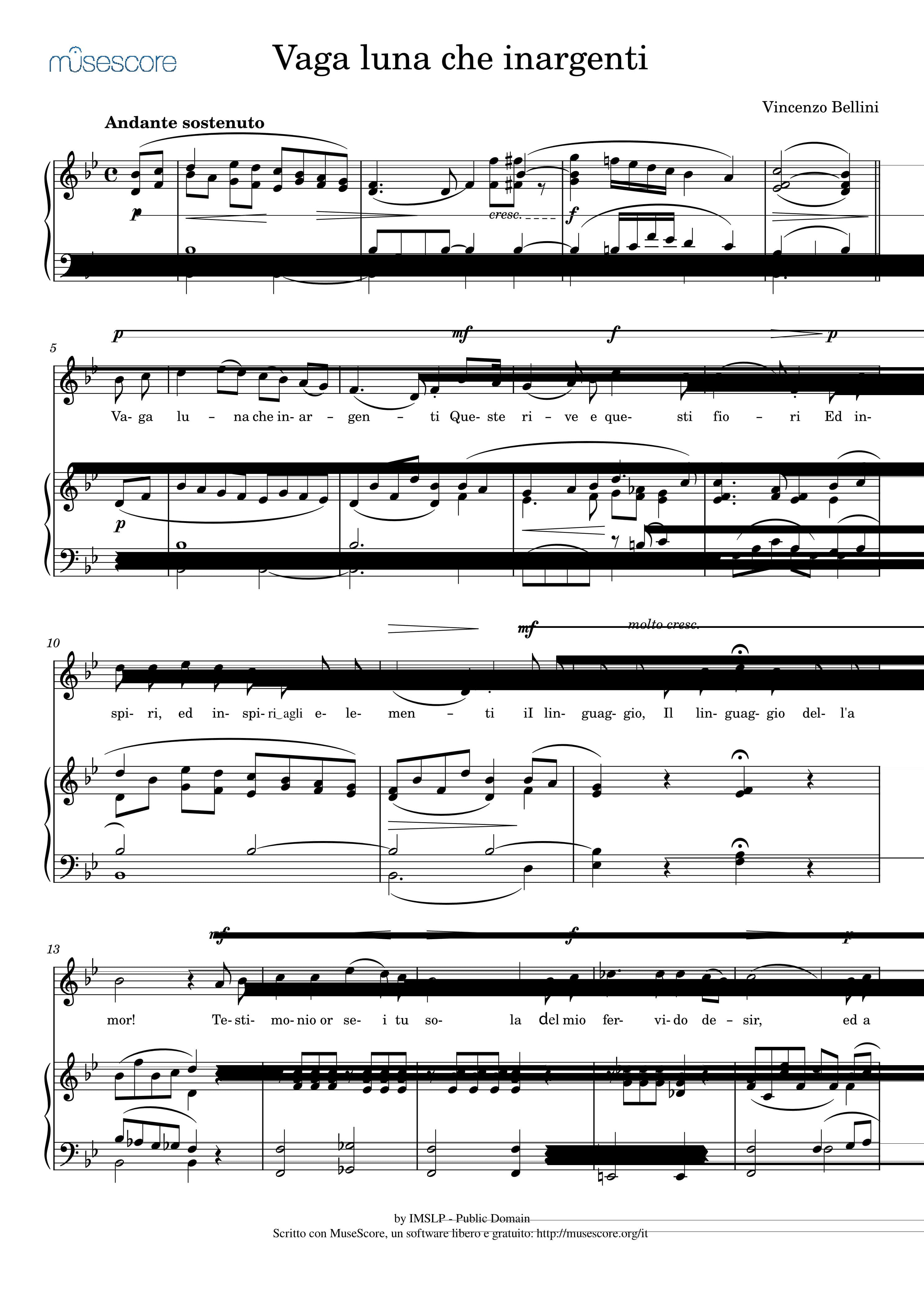 Partitura Vaga Luna Che Inargenti