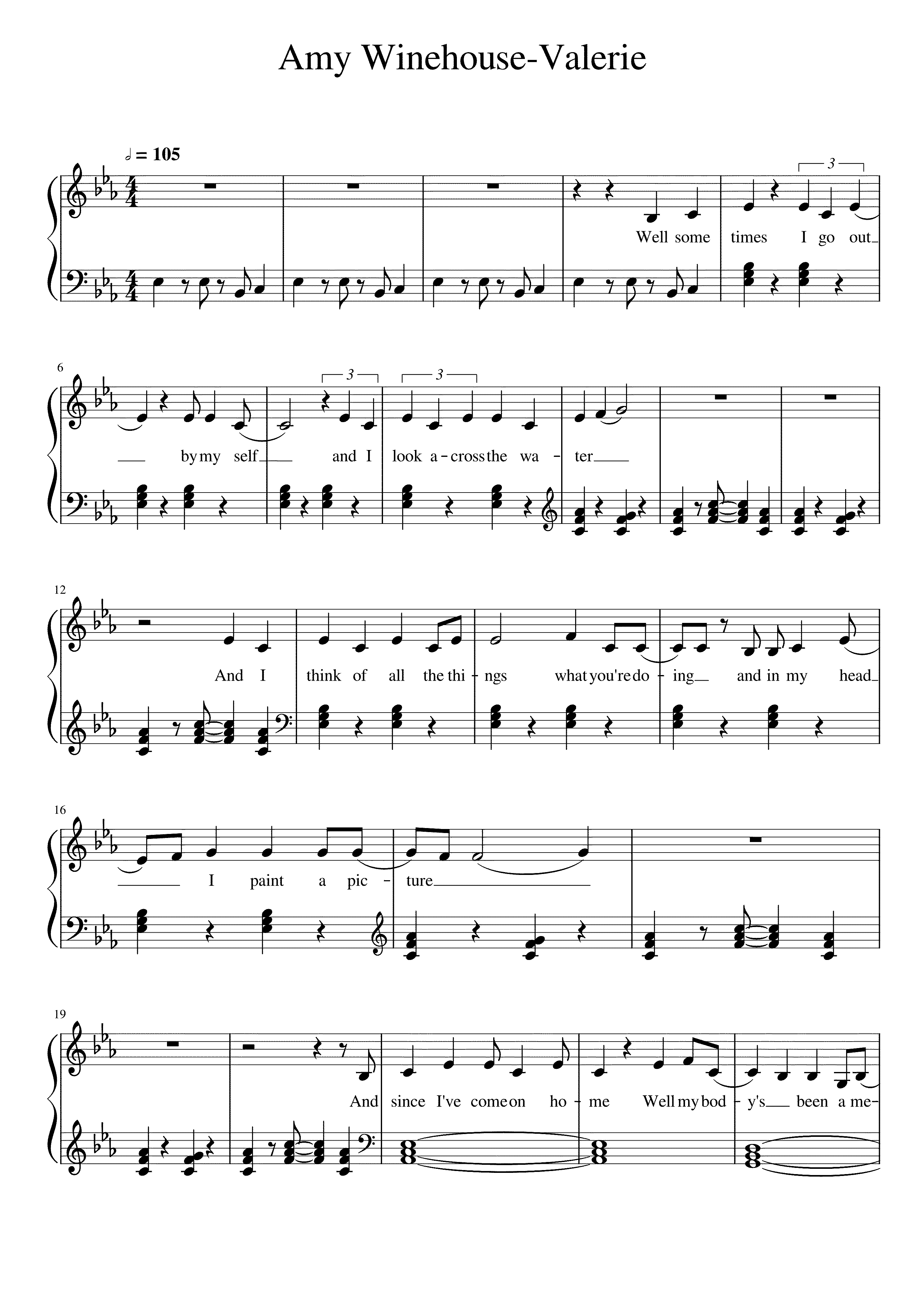 Partitura Valerie Amy Winehouse