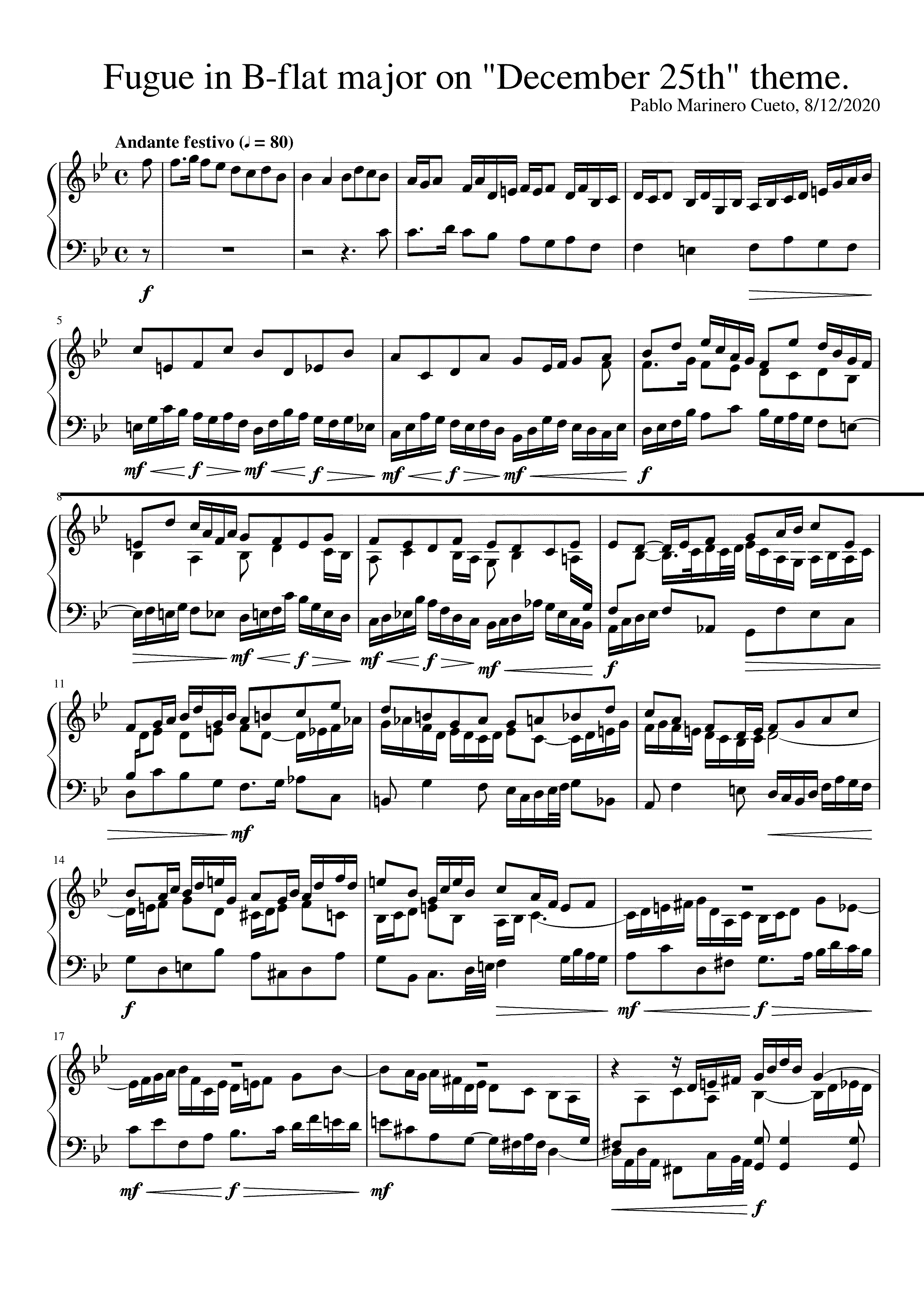 Partitura Veinticinco de Diciembre