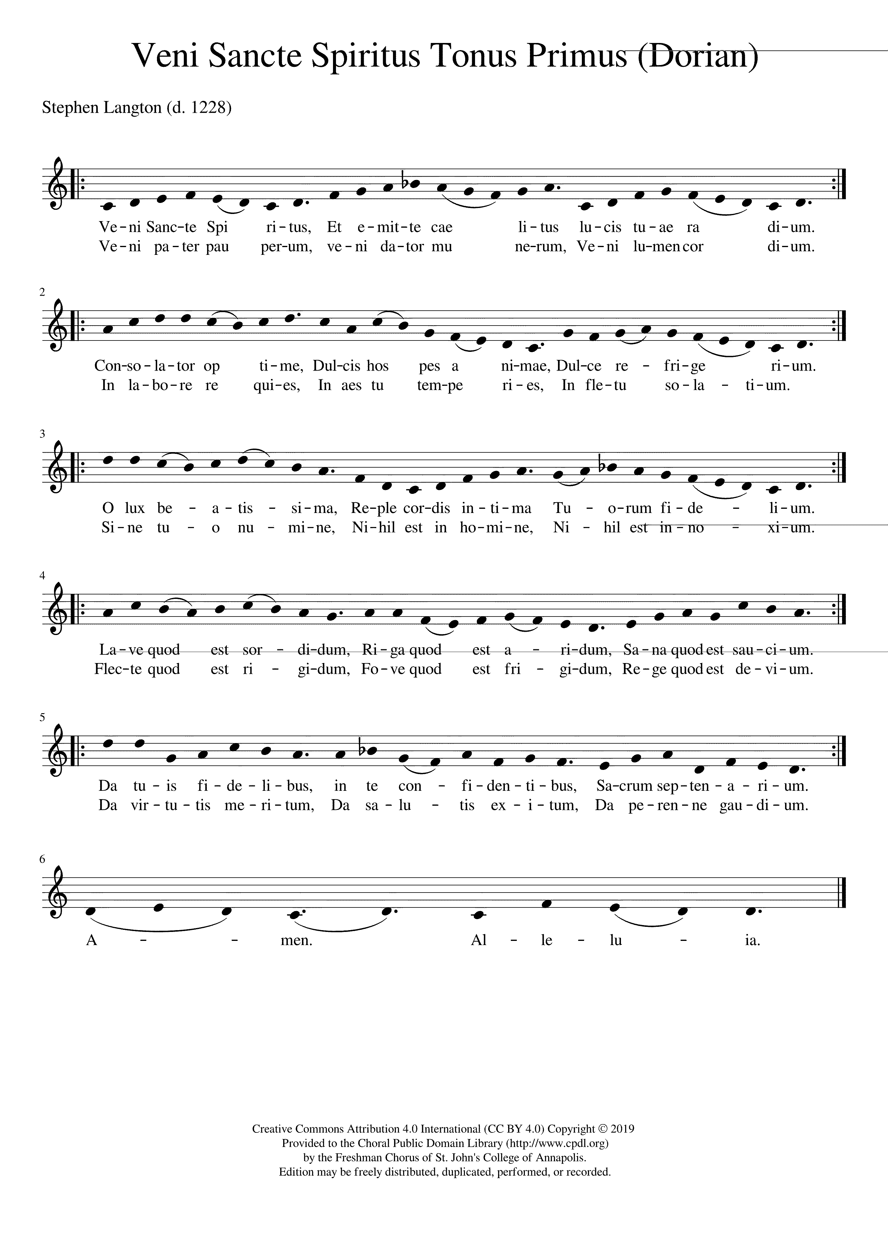 Partitura Veni Sancte Spiritus