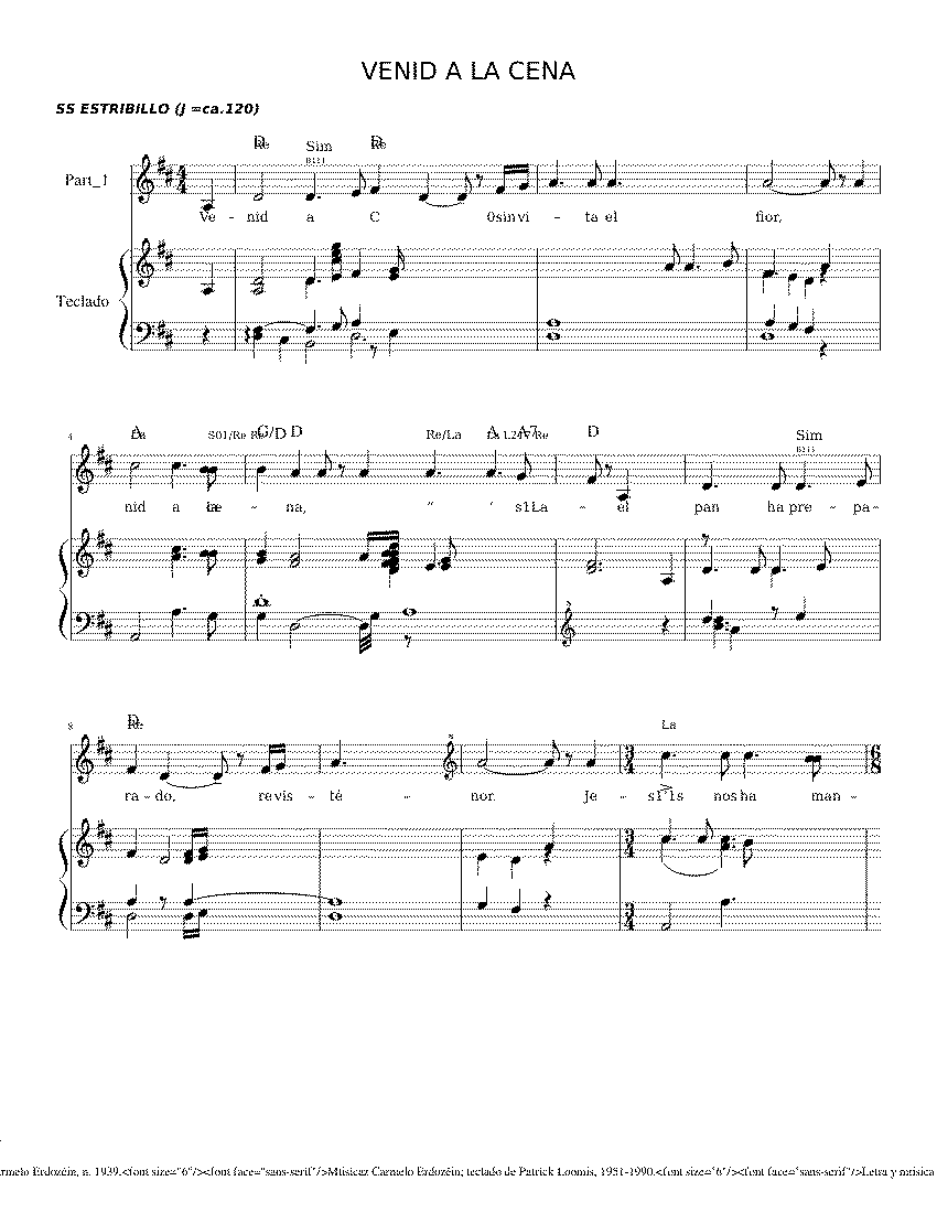 Partitura Venid a La Cena