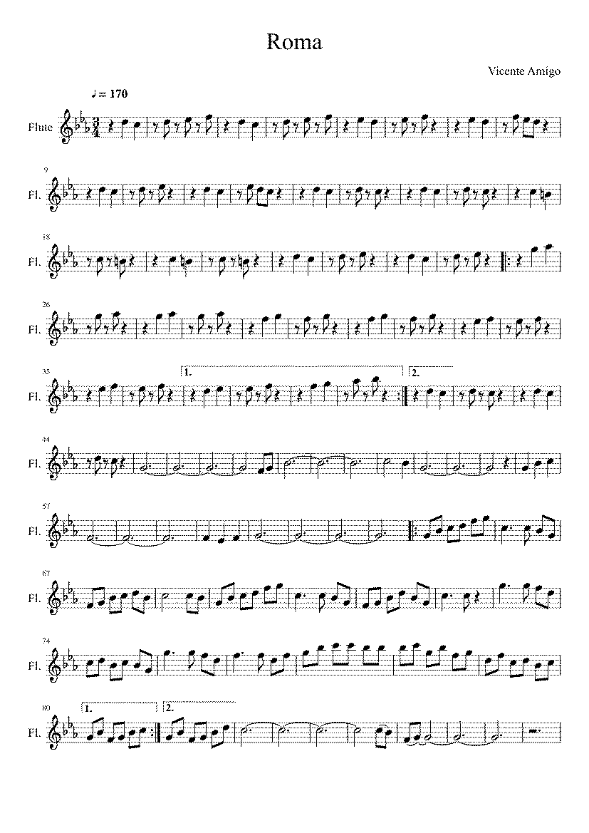 Partitura Vicente Amigo Roma