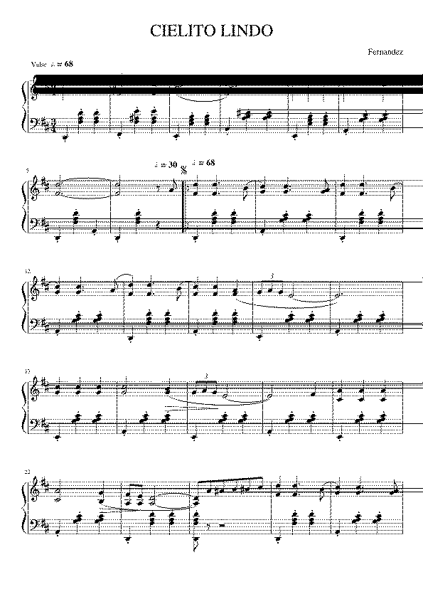 Partitura Vicente Fernandez
