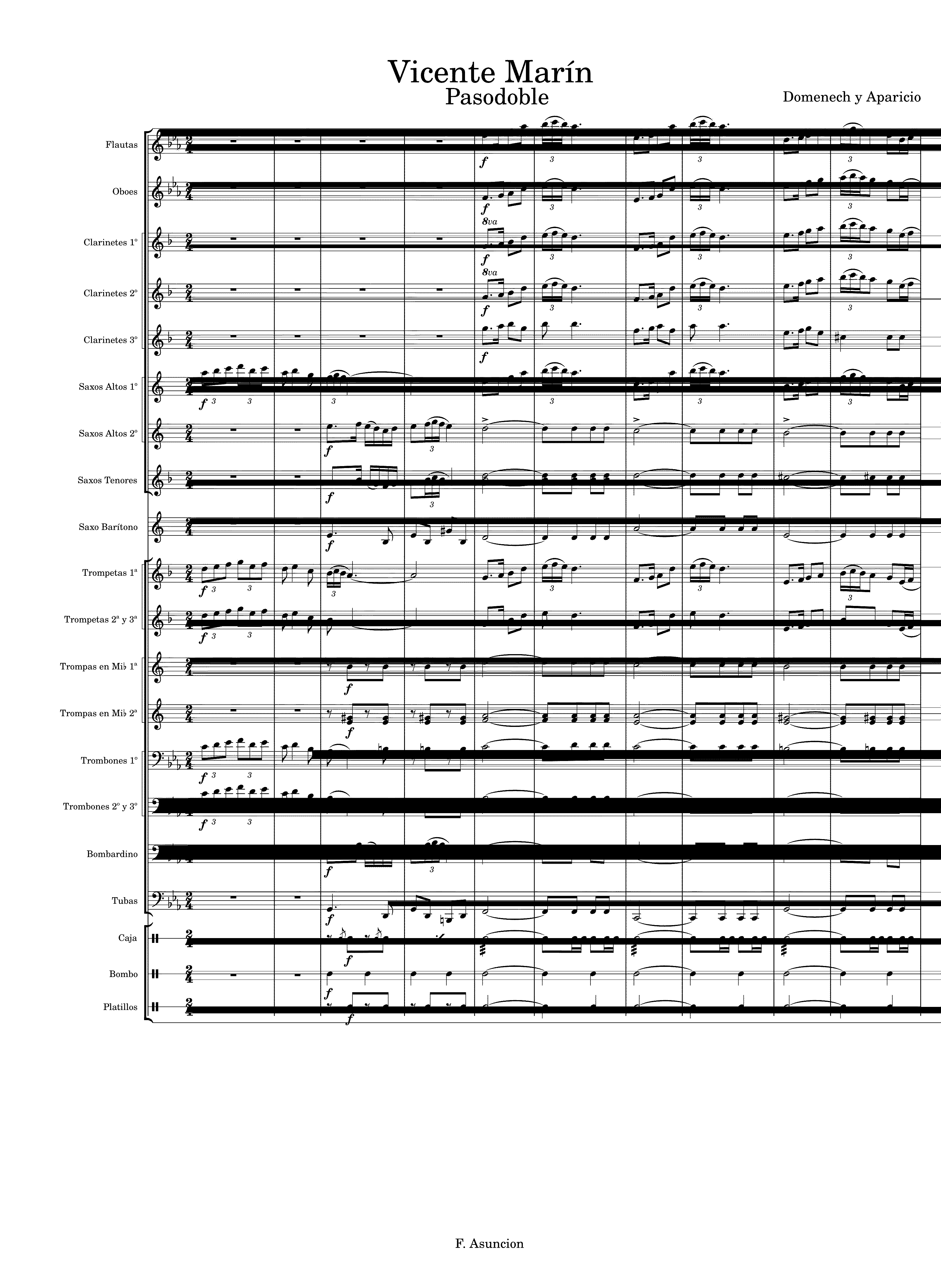 Partitura Vicente Marin Pasodoble