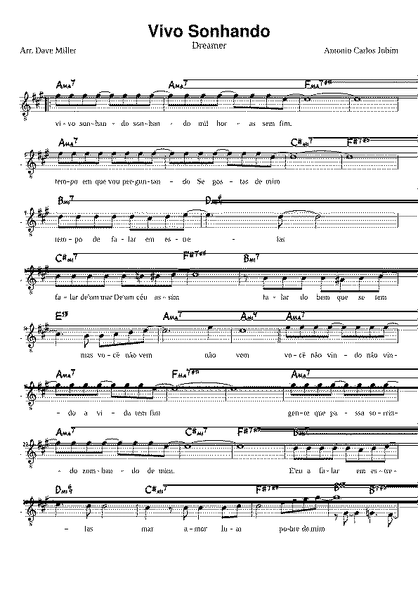 Partitura Vivo Sonhando