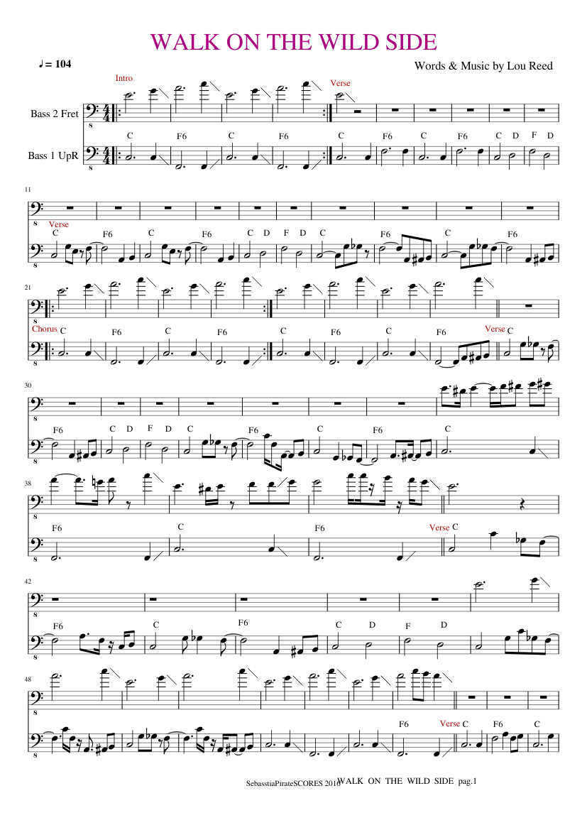 Partitura Walk On The Wild Side