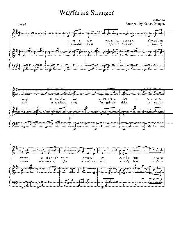 Partitura Wayfaring Stranger