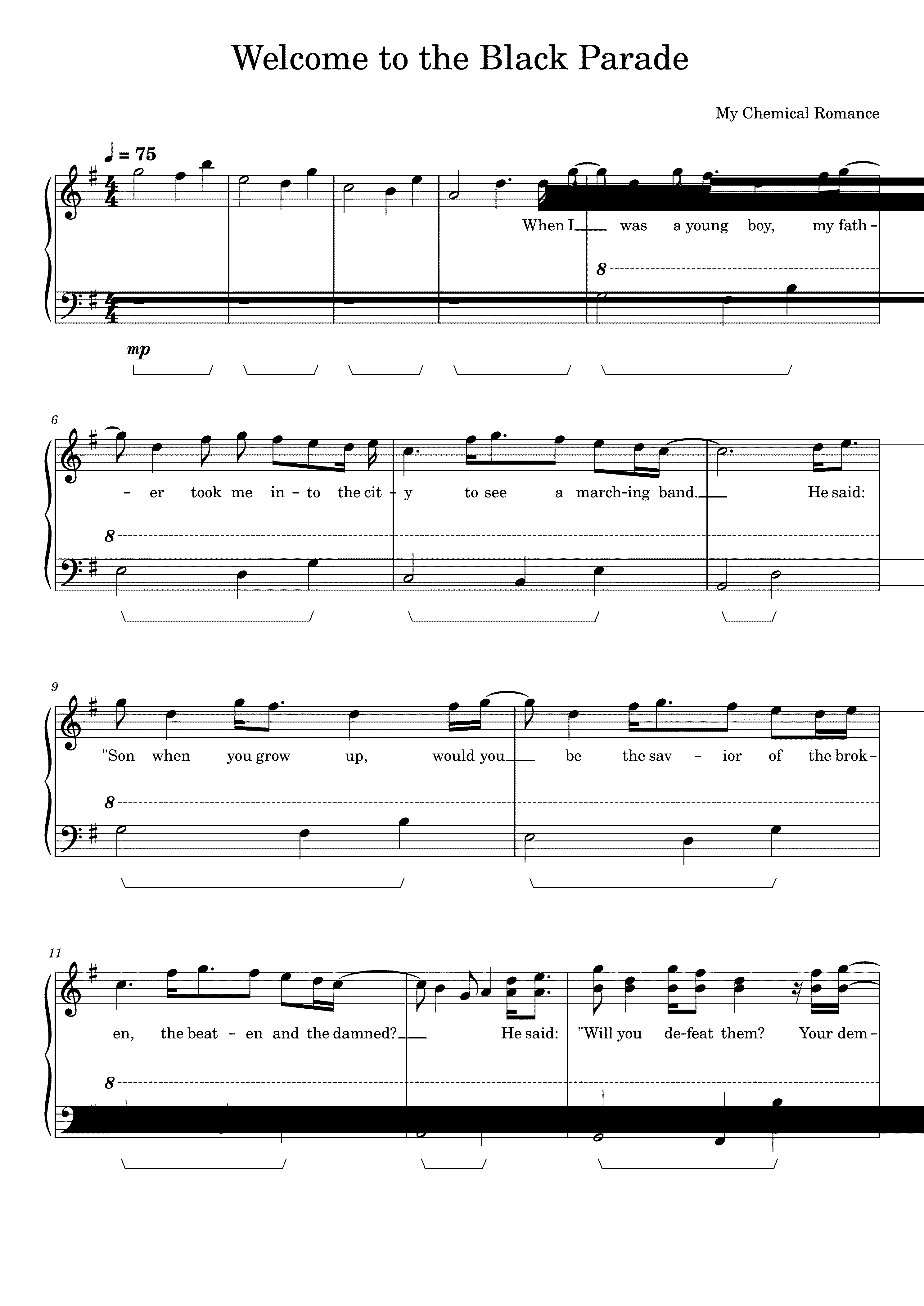 Partitura Welcome To The Black Parade