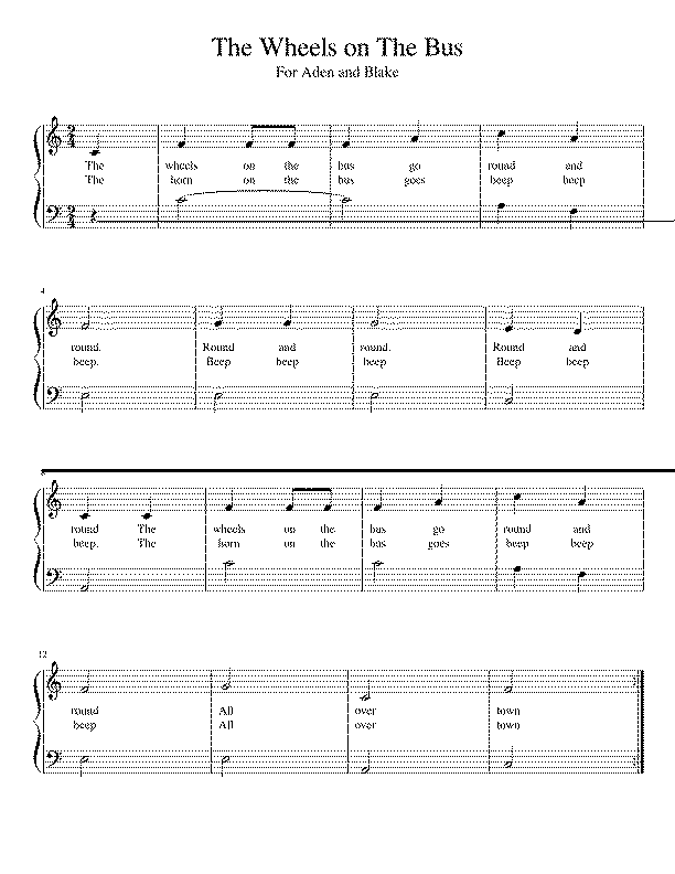 Partitura Wheels On The Bus