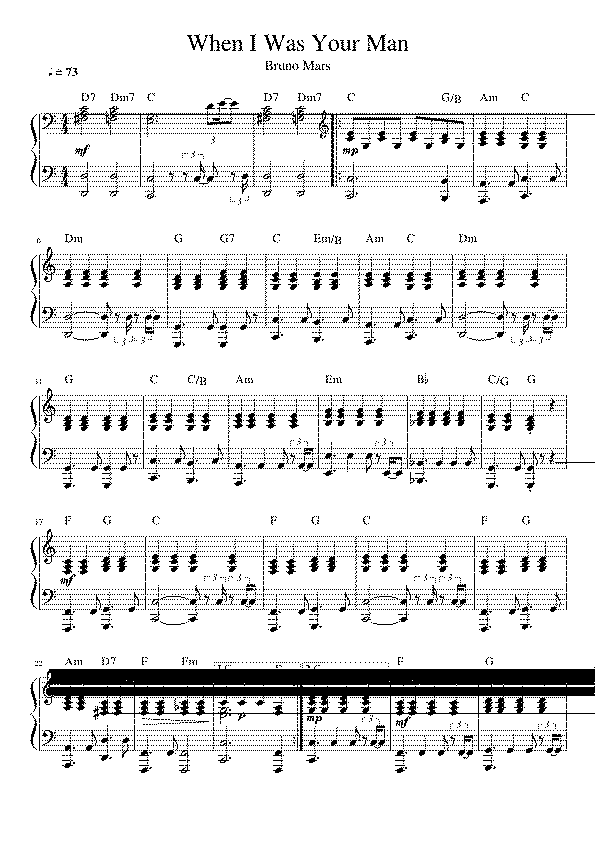 Partitura When I Was Your Man Bruno Mars