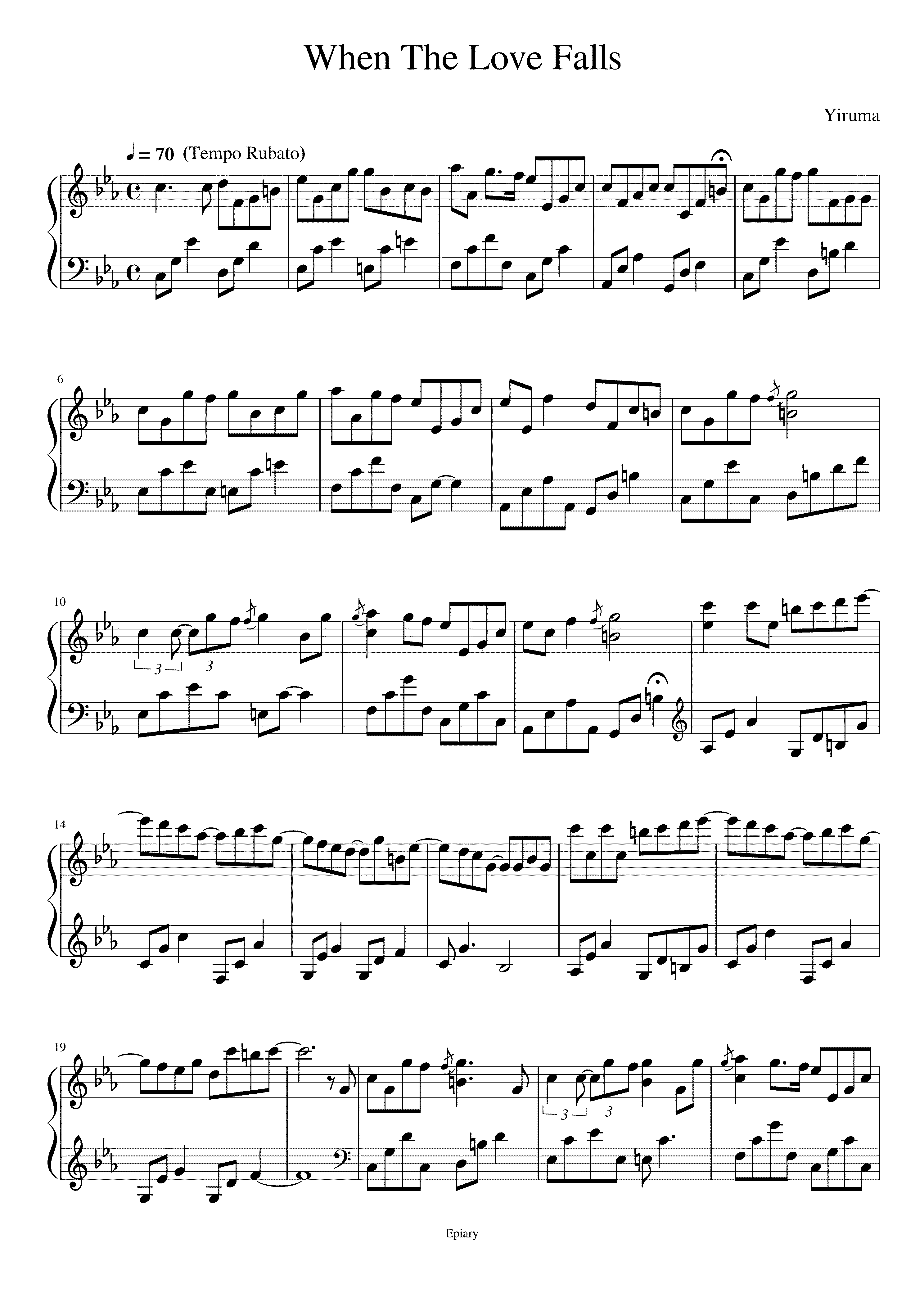 Partitura When The Love Falls Yiruma