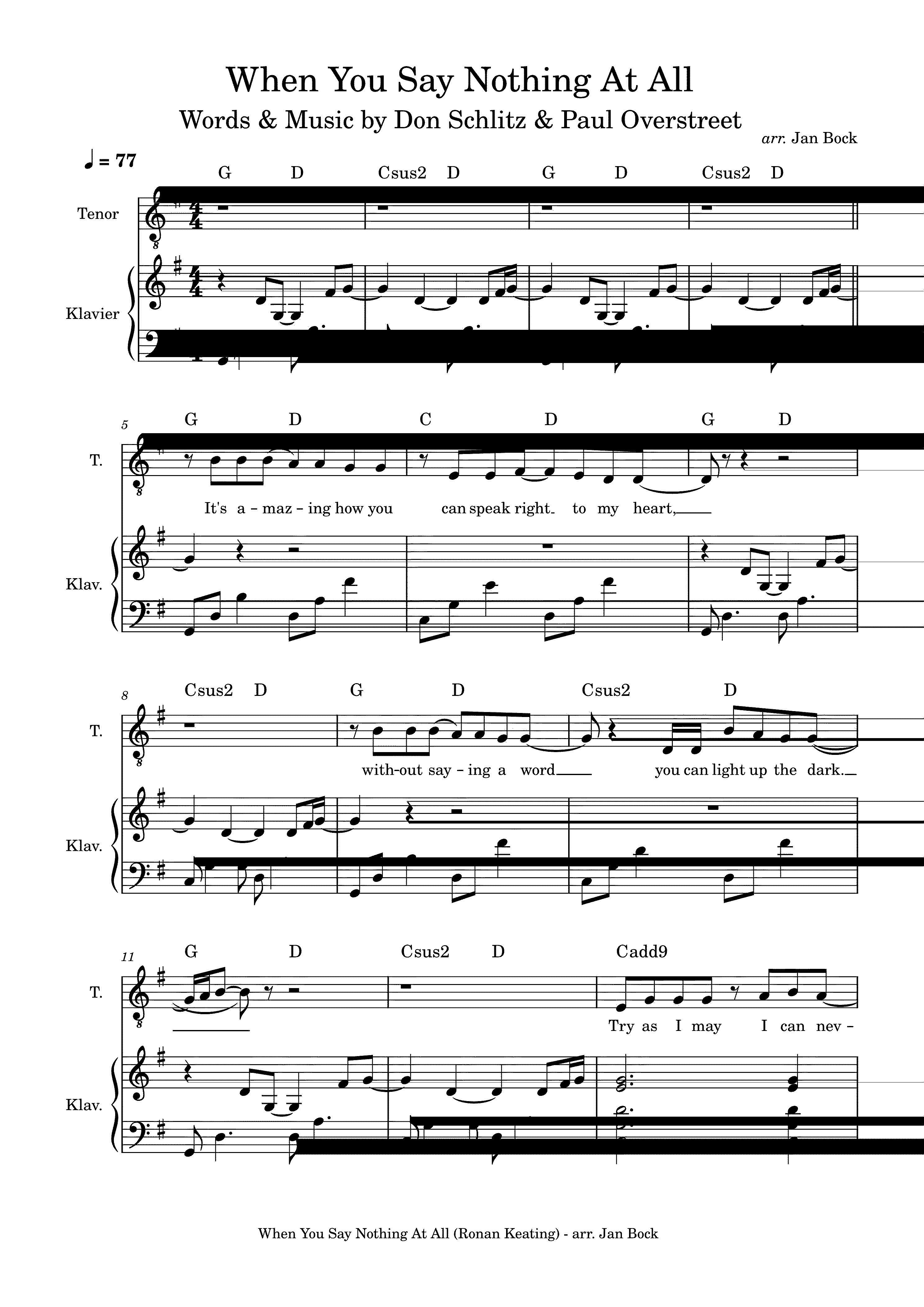 Partitura When You Say Nothing At All