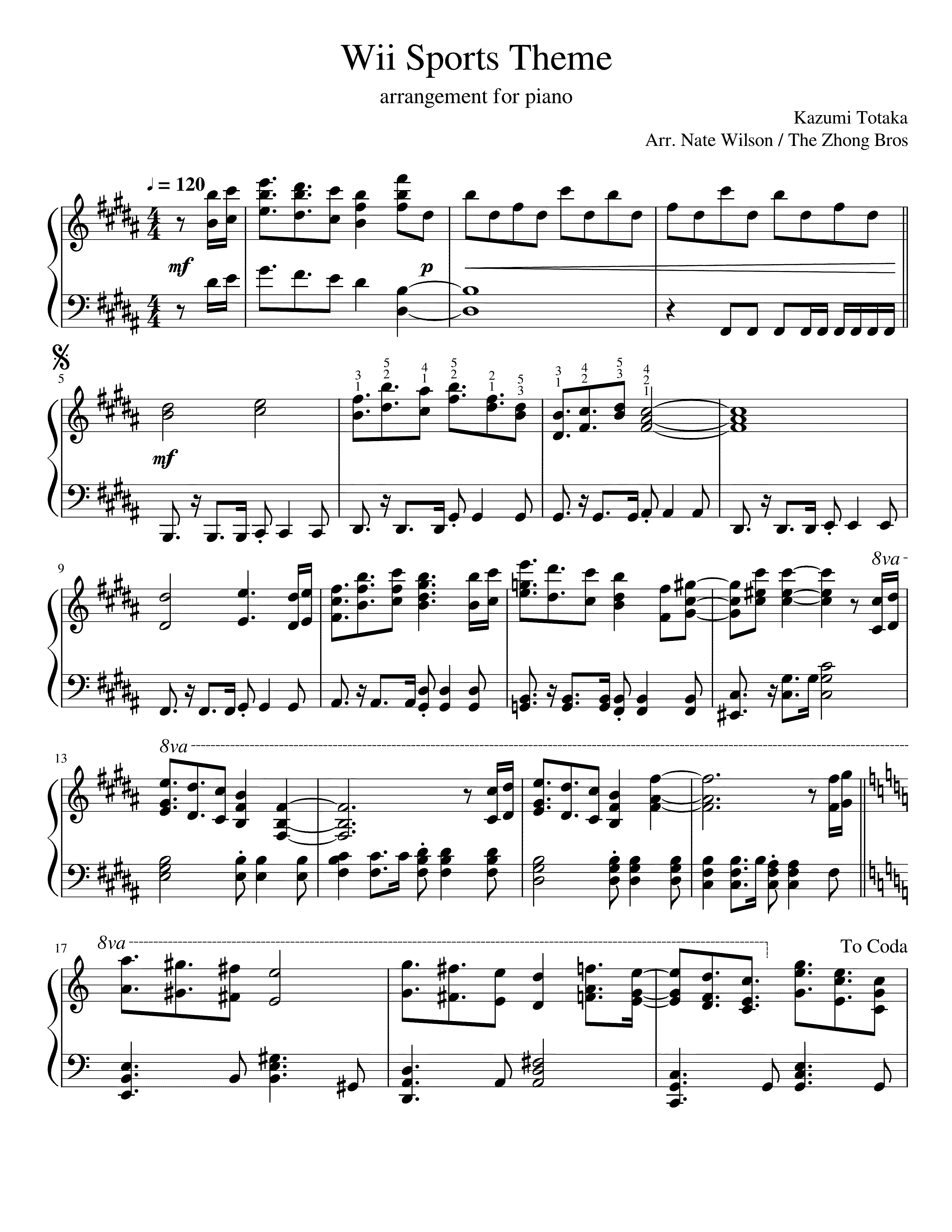 Partitura Wii Sports