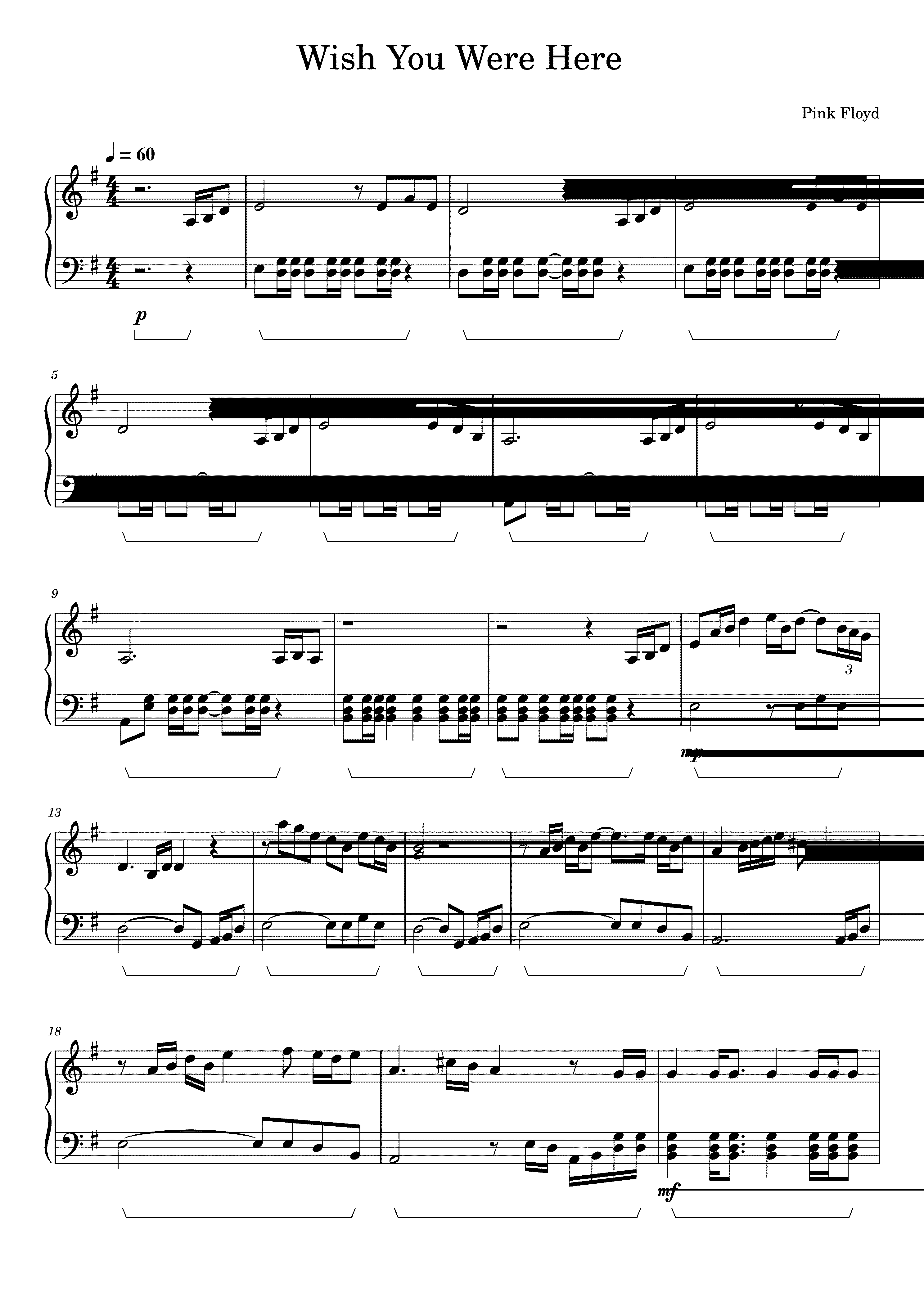 Partitura Wish You Were Here Pink Floyd