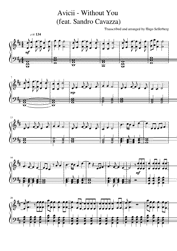 Partitura Without You Avicii