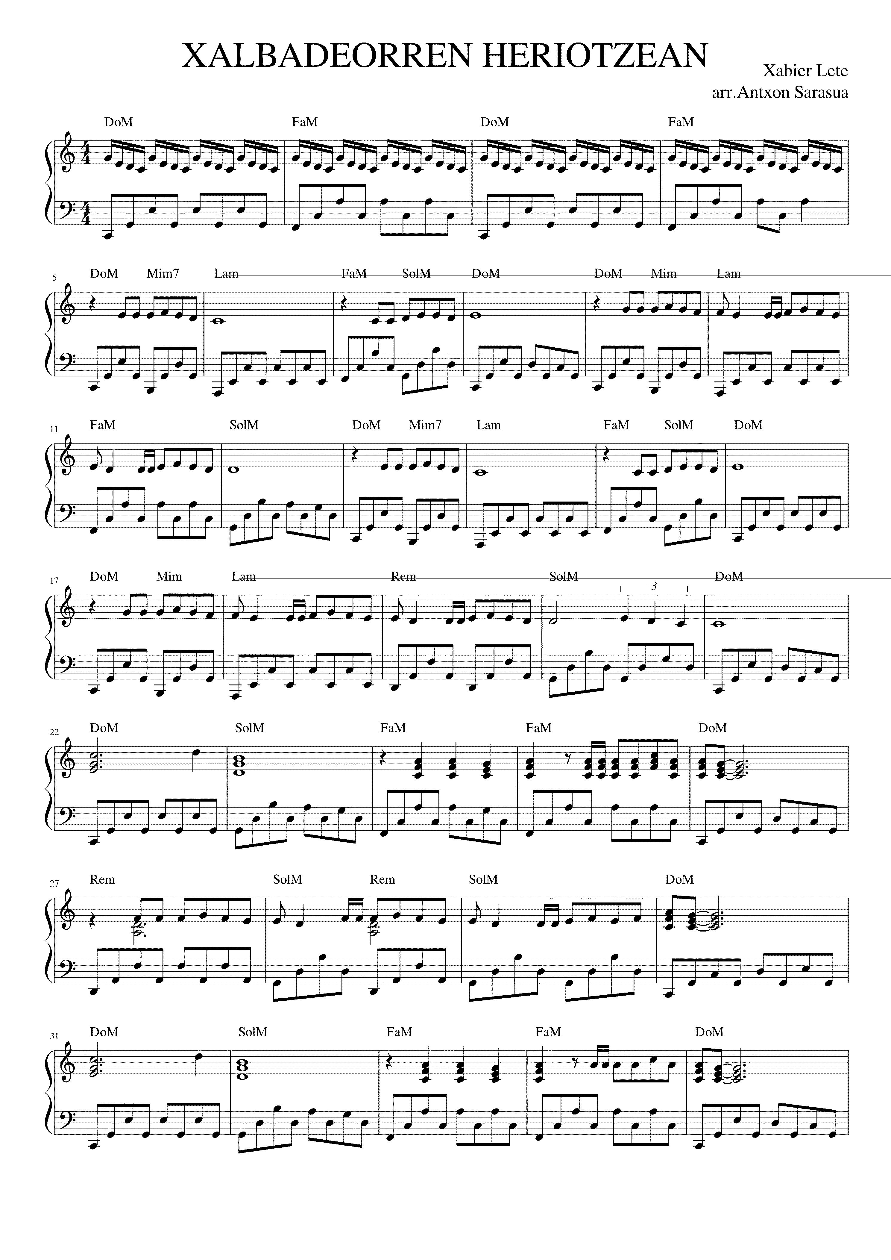 Partitura Xabier Lete