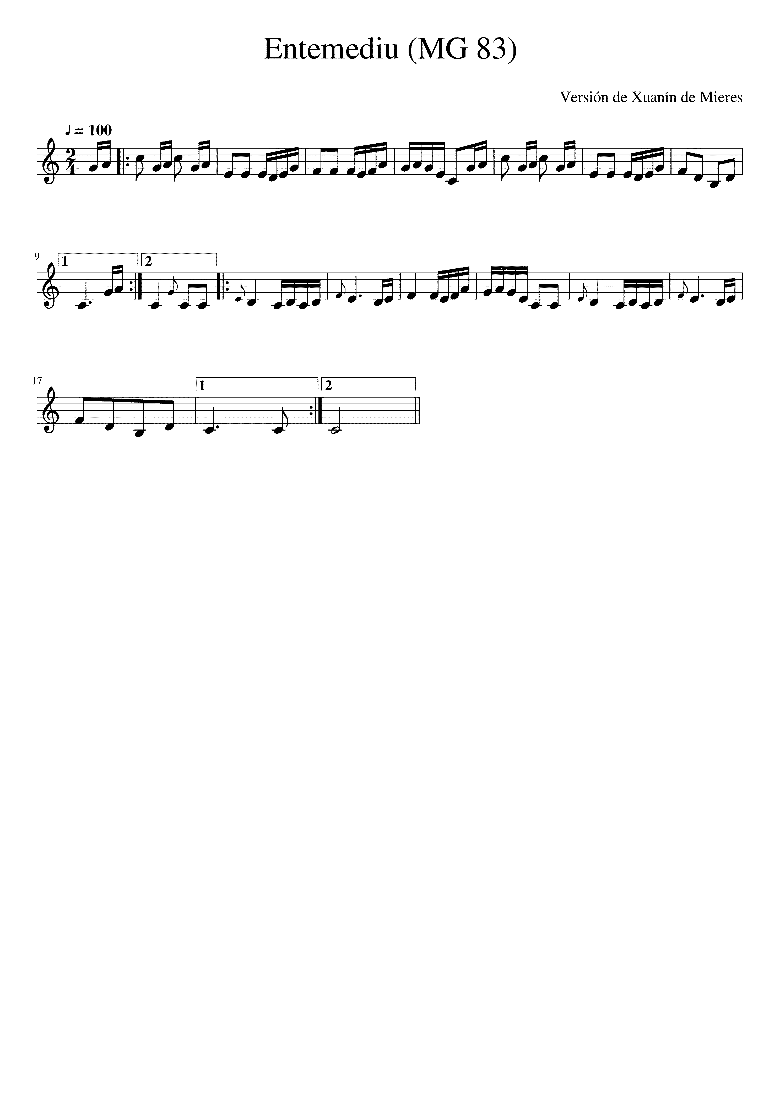 Partitura Xuanin de Mieres
