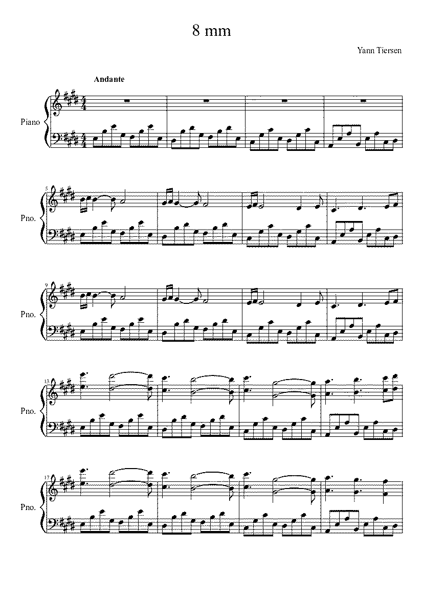 Partitura Yann Tiersen 8mm