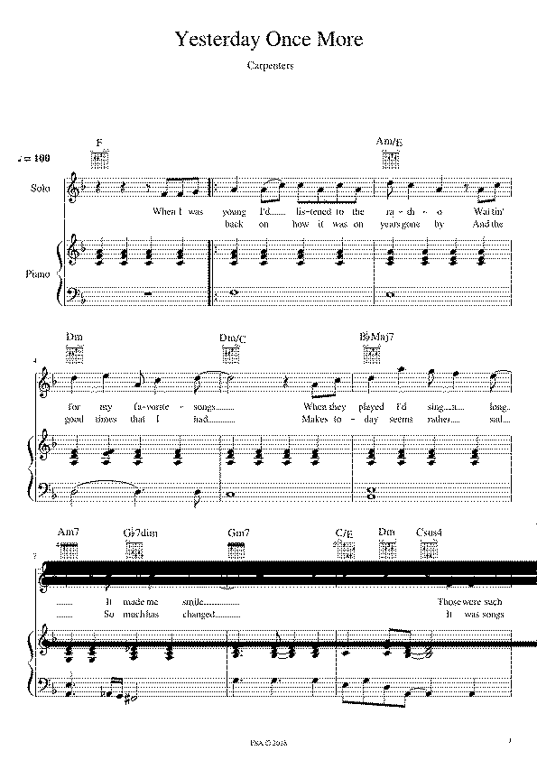 Partitura Yesterday Once More