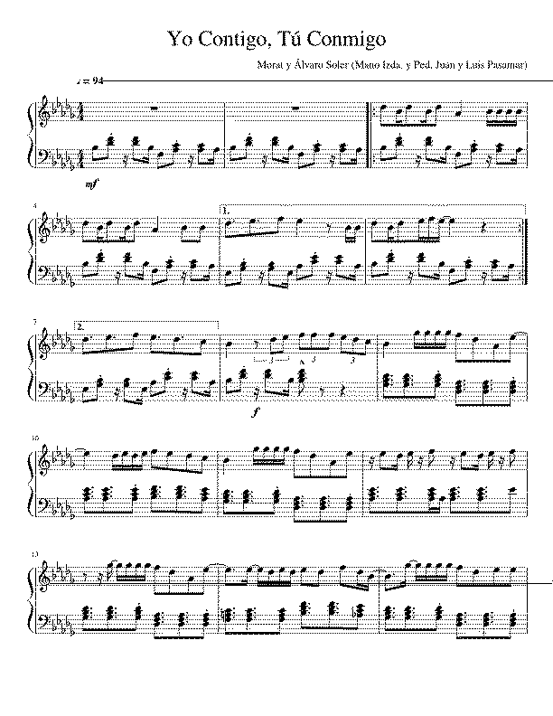 Partitura Yo Contigo Tu Conmigo