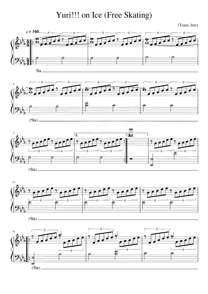 Partitura Yuri On Ice Opening