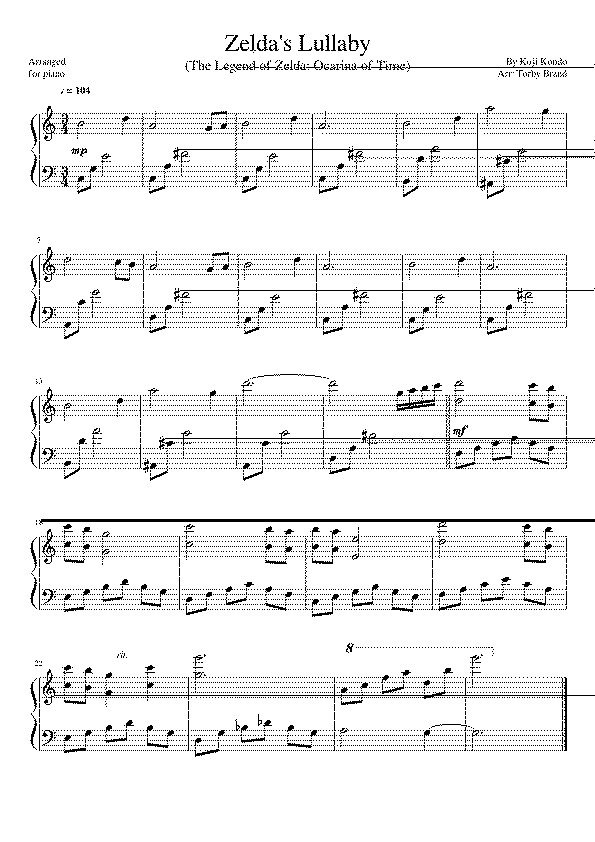 Partitura Zelda's Lullaby