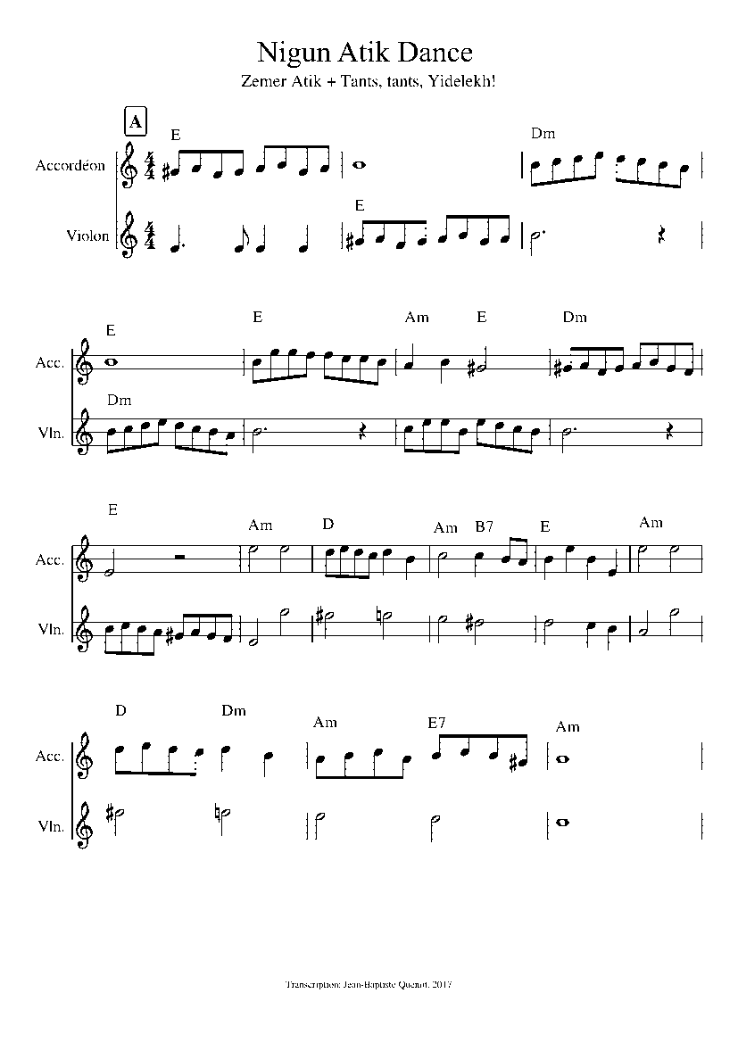 Partitura Zemer Atik