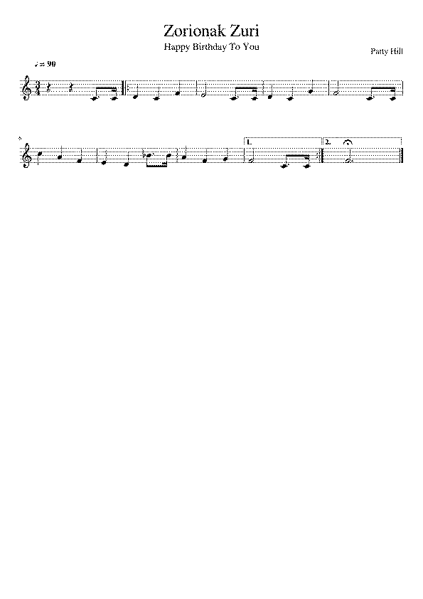 Partitura Zorionak Zuri