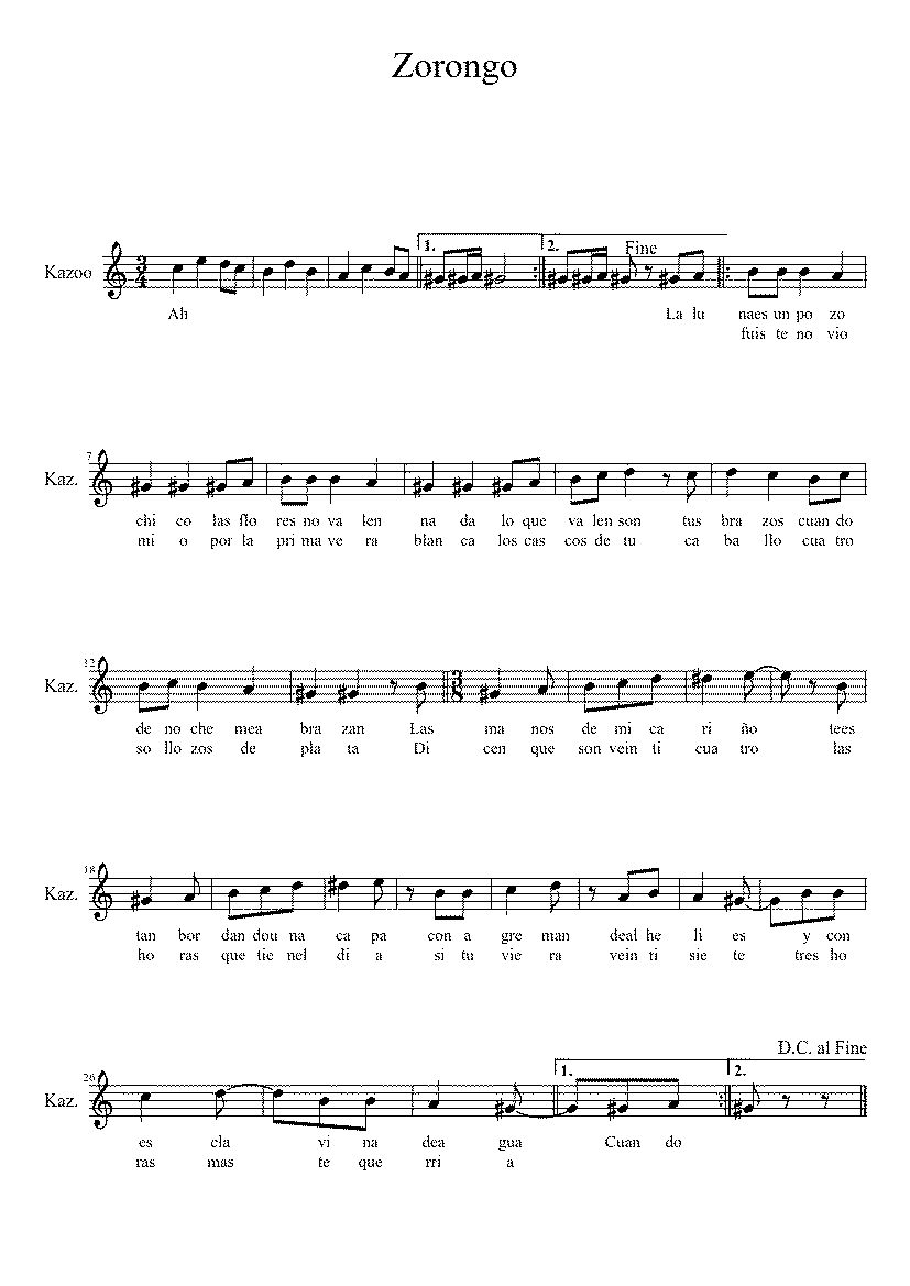Partitura Zorongo