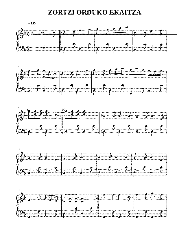 Partitura Zortzi Orduko Ekaitza