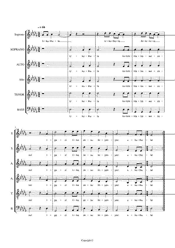 Partitura Zulu Prayer